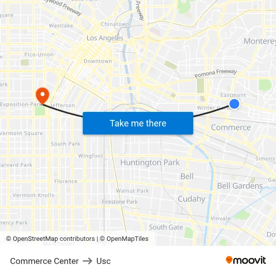Commerce Center to Usc map