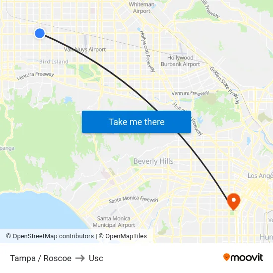 Tampa / Roscoe to Usc map