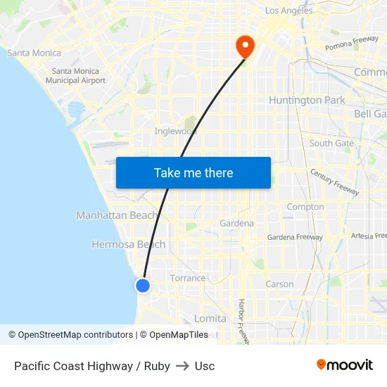 Pacific Coast Highway / Ruby to Usc map