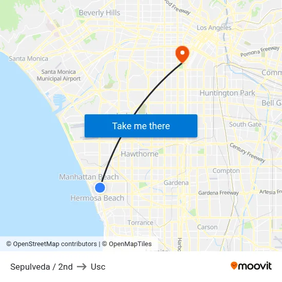 Sepulveda / 2nd to Usc map