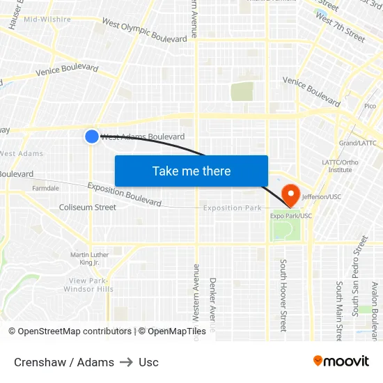 Crenshaw / Adams to Usc map