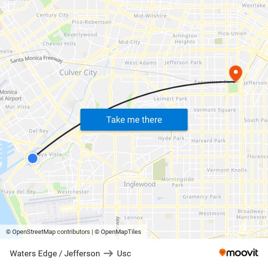 Waters Edge / Jefferson to Usc map