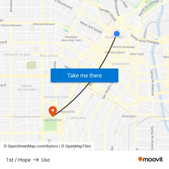 1st / Hope to Usc map