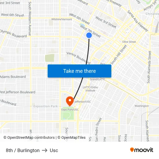 8th / Burlington to Usc map