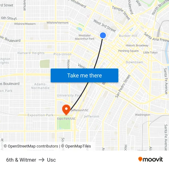 6th & Witmer to Usc map