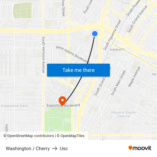 Washington / Cherry to Usc map
