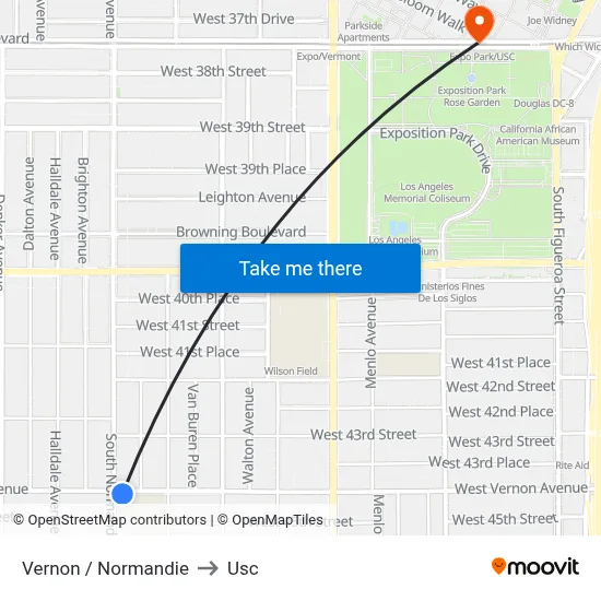 Vernon / Normandie to Usc map