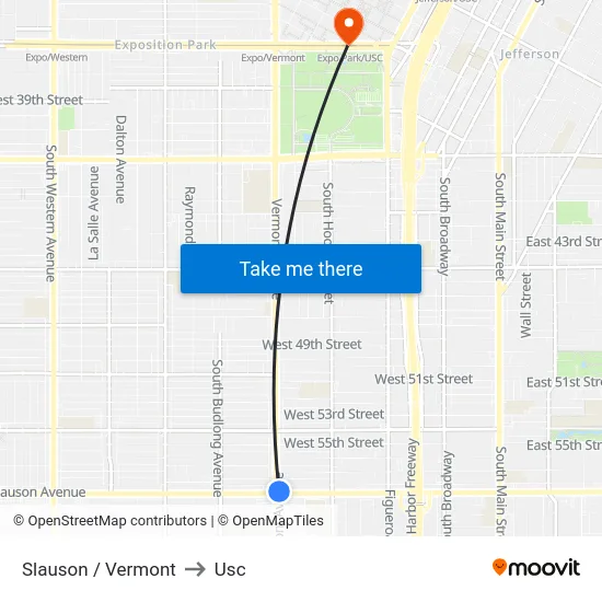 Slauson / Vermont to Usc map
