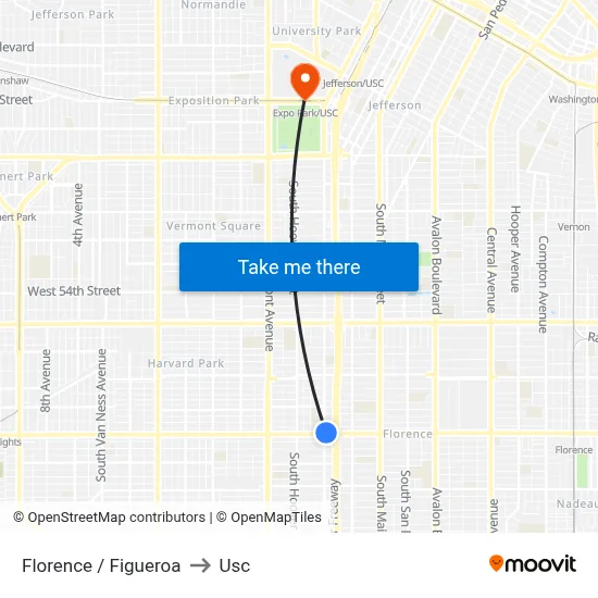 Florence / Figueroa to Usc map