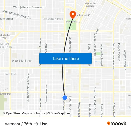 Vermont / 76th to Usc map