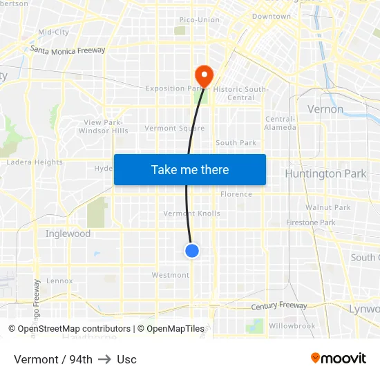 Vermont / 94th to Usc map
