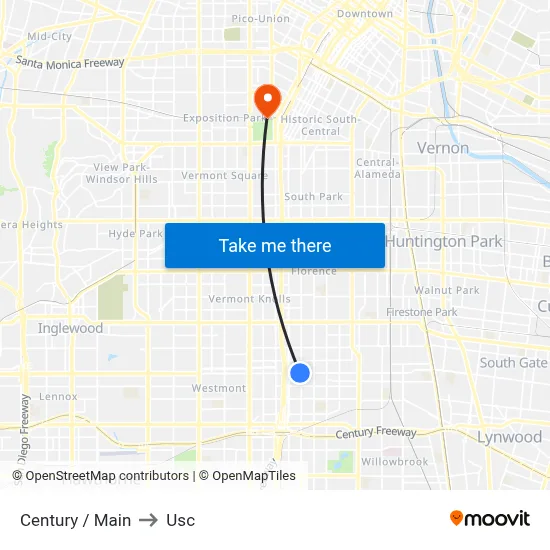 Century / Main to Usc map