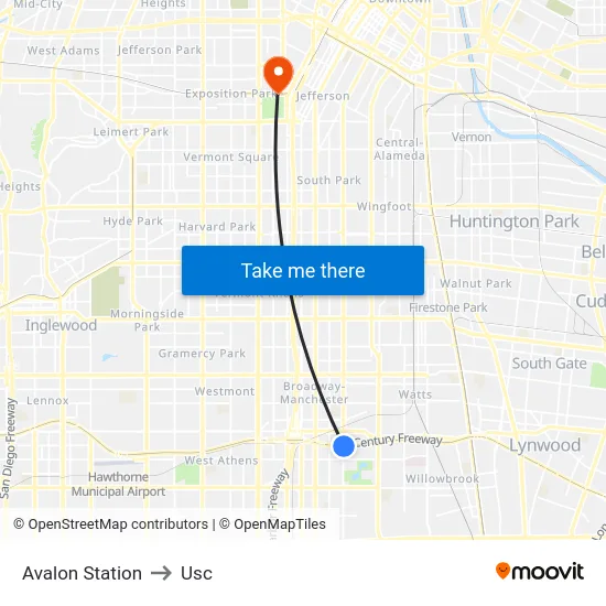 Avalon Station to Usc map