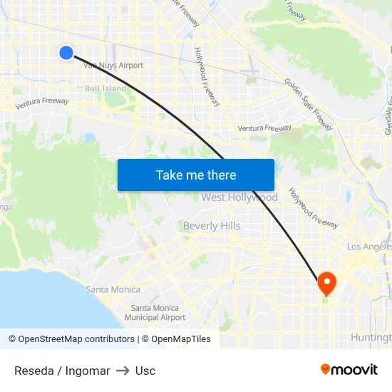 Reseda / Ingomar to Usc map