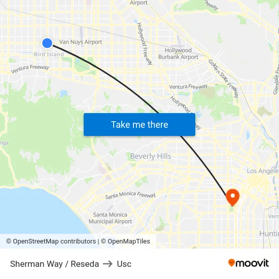 Sherman Way / Reseda to Usc map
