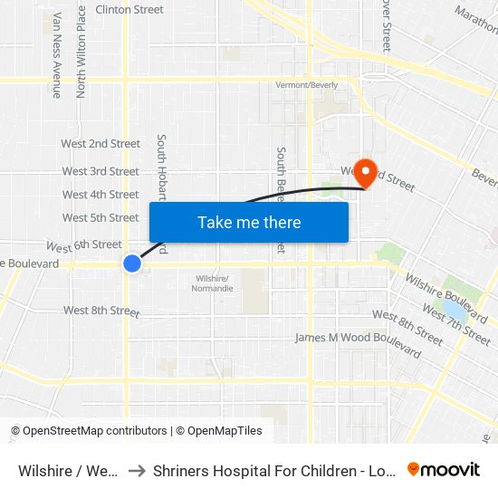 Wilshire / Western to Shriners Hospital For Children - Los Angeles map