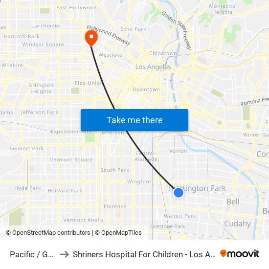 Pacific / Gage to Shriners Hospital For Children - Los Angeles map