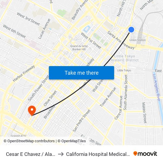 Cesar E Chavez / Alameda to California Hospital Medical Center map