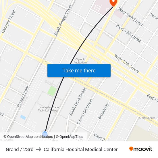 Grand / 23rd to California Hospital Medical Center map