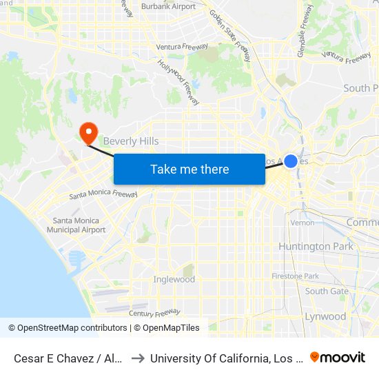 Cesar E Chavez / Alameda to University Of California, Los Angeles map