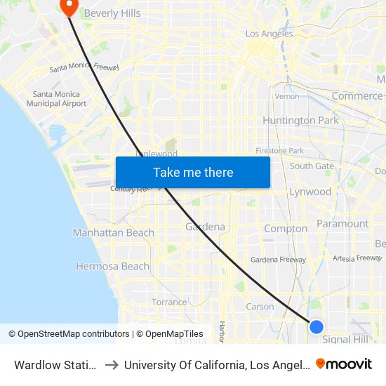 Wardlow Station to University Of California, Los Angeles map