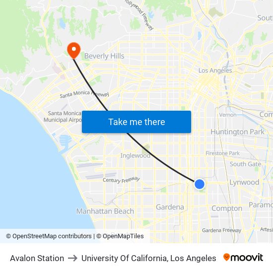 Avalon Station to University Of California, Los Angeles map