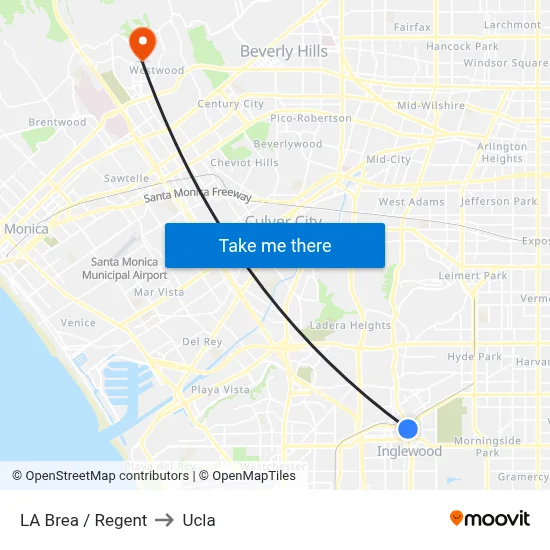 LA Brea / Regent to Ucla map