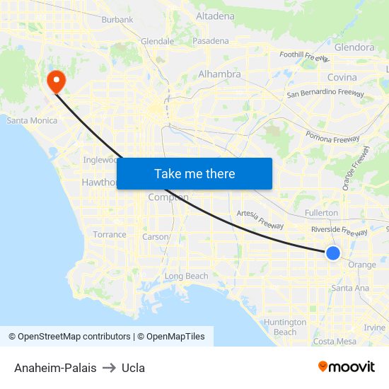 Anaheim-Palais to Ucla map