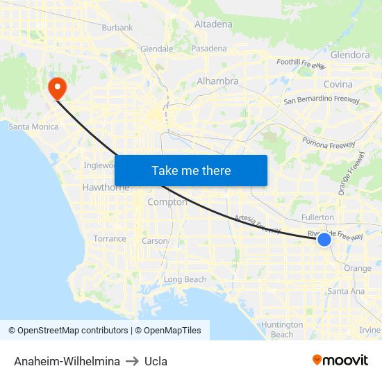 Anaheim-Wilhelmina to Ucla map