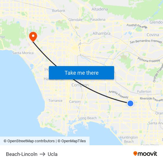 Beach-Lincoln to Ucla map