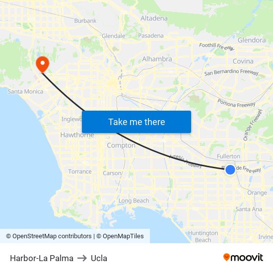 Harbor-La Palma to Ucla map