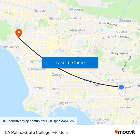 LA Palma-State College to Ucla map