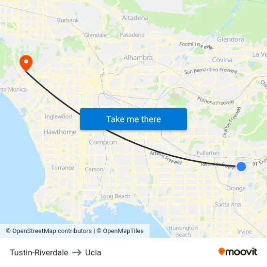 Tustin-Riverdale to Ucla map