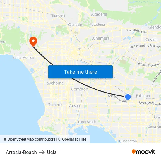 Artesia-Beach to Ucla map