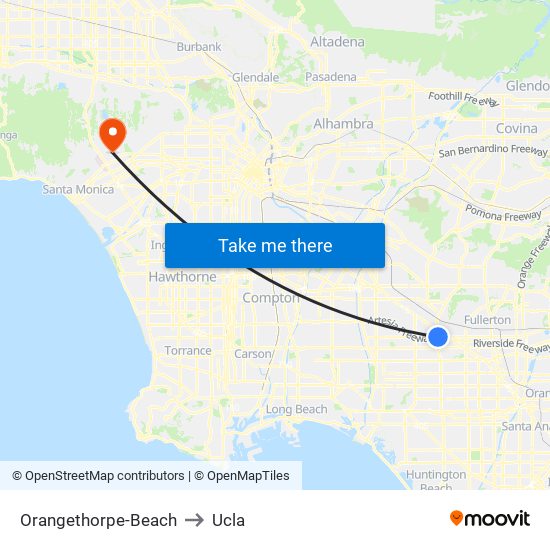 Orangethorpe-Beach to Ucla map