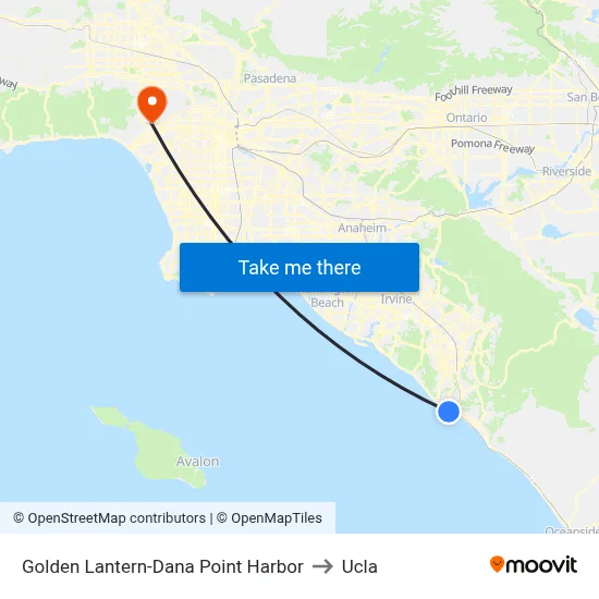 Golden Lantern-Dana Point Harbor to Ucla map