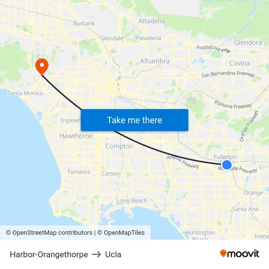 Harbor-Orangethorpe to Ucla map