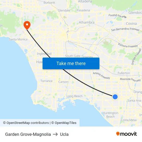 Garden Grove-Magnolia to Ucla map
