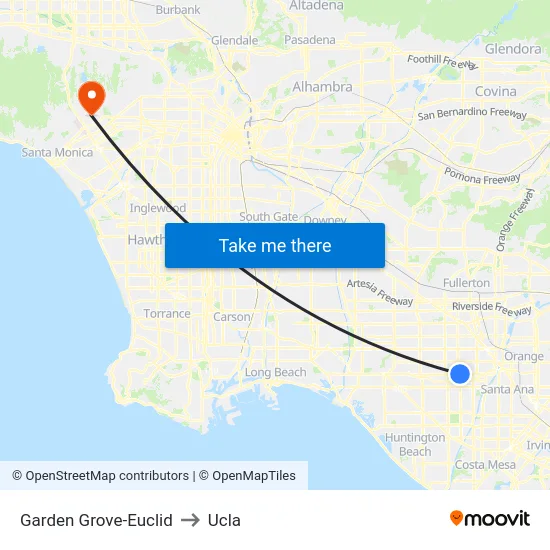 Garden Grove-Euclid to Ucla map
