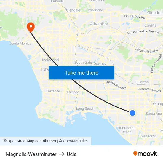 Magnolia-Westminster to Ucla map