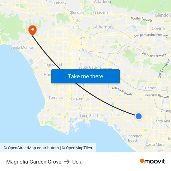 Magnolia-Garden Grove to Ucla map