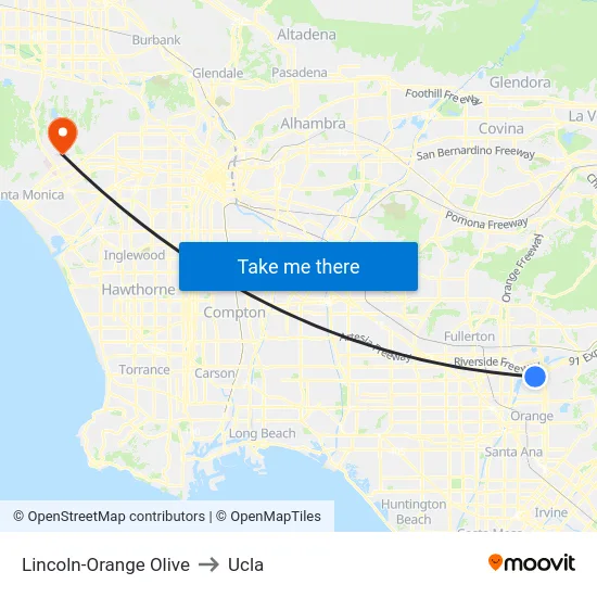 Lincoln-Orange Olive to Ucla map