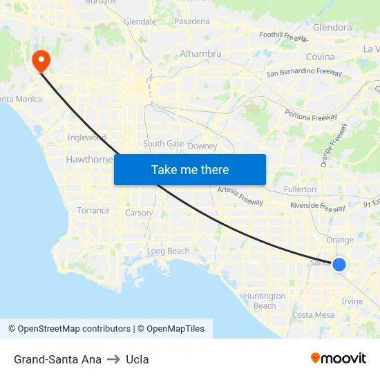 Grand-Santa Ana to Ucla map