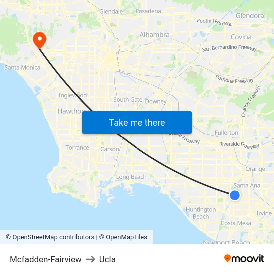 Mcfadden-Fairview to Ucla map