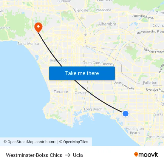 Westminster-Bolsa Chica to Ucla map