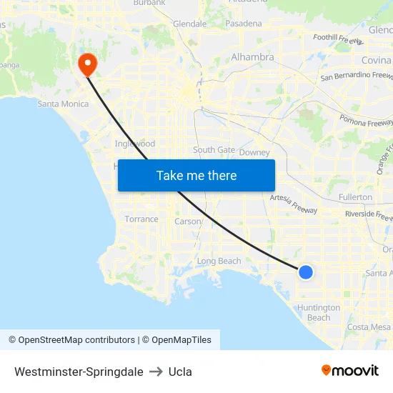Westminster-Springdale to Ucla map