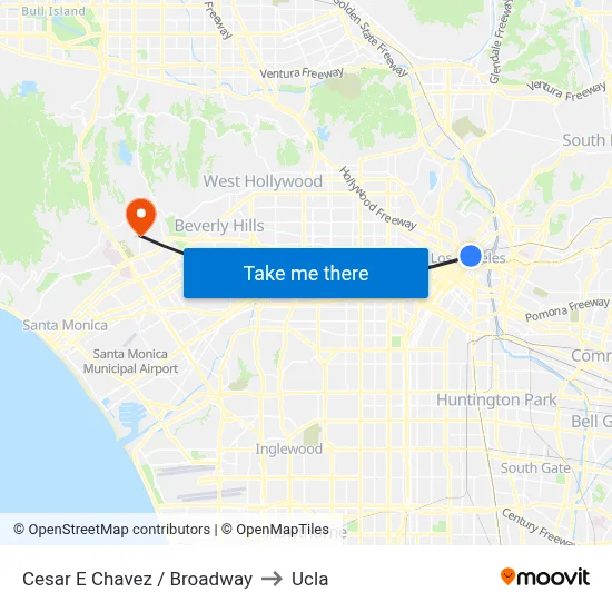 Cesar E Chavez / Broadway to Ucla map