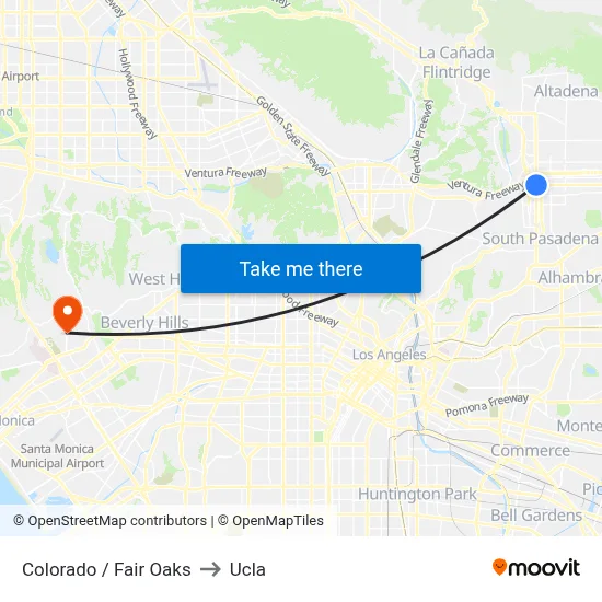Colorado / Fair Oaks to Ucla map