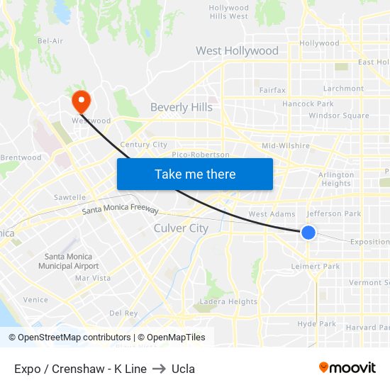 Expo / Crenshaw - K Line to Ucla map