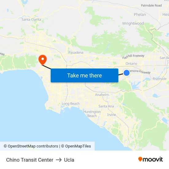 Chino Transit Center to Ucla map